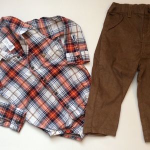 Boys corduroy pants and shirt